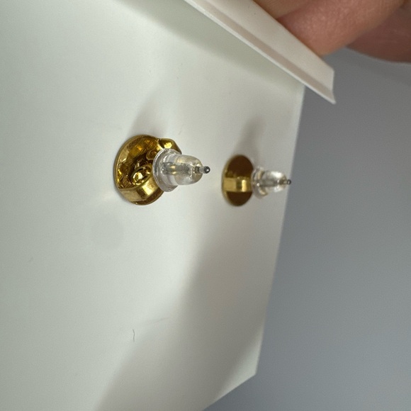 Tory Burch New Kira 18K Gold-Plated Pave Crystals Enamel Circle Stud Earrings - Picture 10 of 12